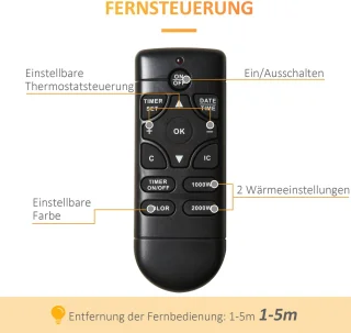HOMCOM Elektrokamin Metall/Glas