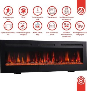 De HomeByNicole Aurora Flame Elektrische haard 50 inch in één oogopslag