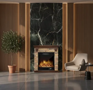 HomeByNicole Aurora Luxe Vrijstaande Elektrische Haard Beige Houtlook