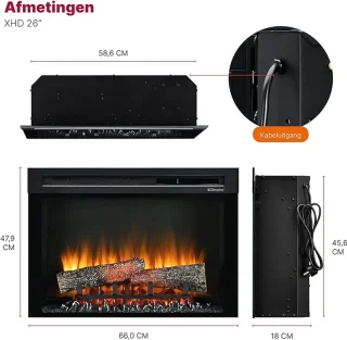 HomeByNicole FireGlow XHD26 Elektrische Inbouwhaard