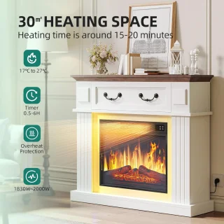 HomeByNicole Lumière Elite 38" Vrijstaande elektrische haard – Wit