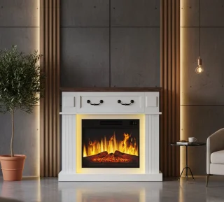 HomeByNicole Lumière Elite 38" Vrijstaande elektrische haard – Wit