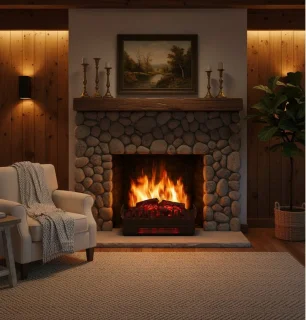 HomeByNicole LuxeFire Classic Elektrische Vrijstaande Haard - Antiek Zwart