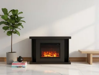 HomeByNicole Nordic Flame Vrijstaande Elektrische Haard, Grijs, 120x84x38 cm