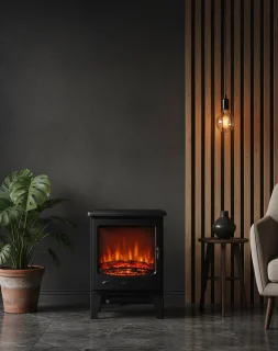 HomeByNicole® RetroFlame Vrijstaande Elektrische Haard Zwart