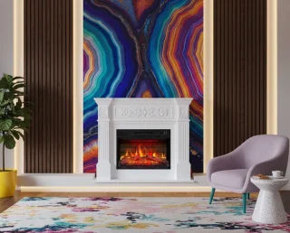 HomeByNicole Toscana Luxe Flame AF23W – Vrijstaande elektrische open haard, wit MDF