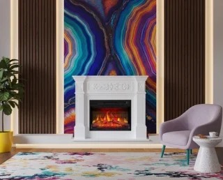 HomeByNicole Toscana Luxe Flame AF23W – Vrijstaande elektrische open haard, wit MDF