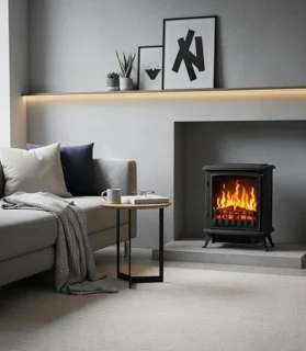House&Garden Vrijstaande Open Elektrische Haard Zwart