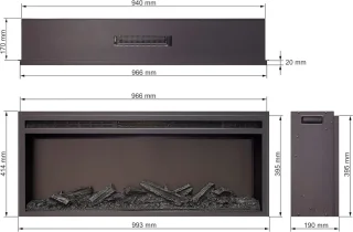 Industrialhome FlameView AF38 Elektrische Inbouwhaard 99 cm Zwart