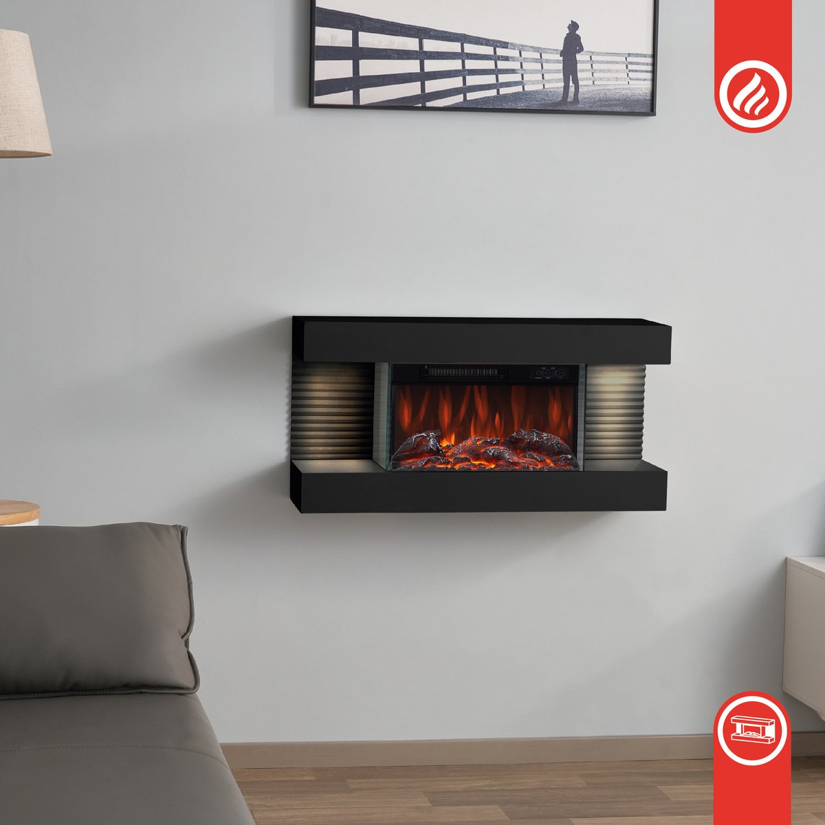 KAMINIO Elektrische haard LIZ wandmodel zwart