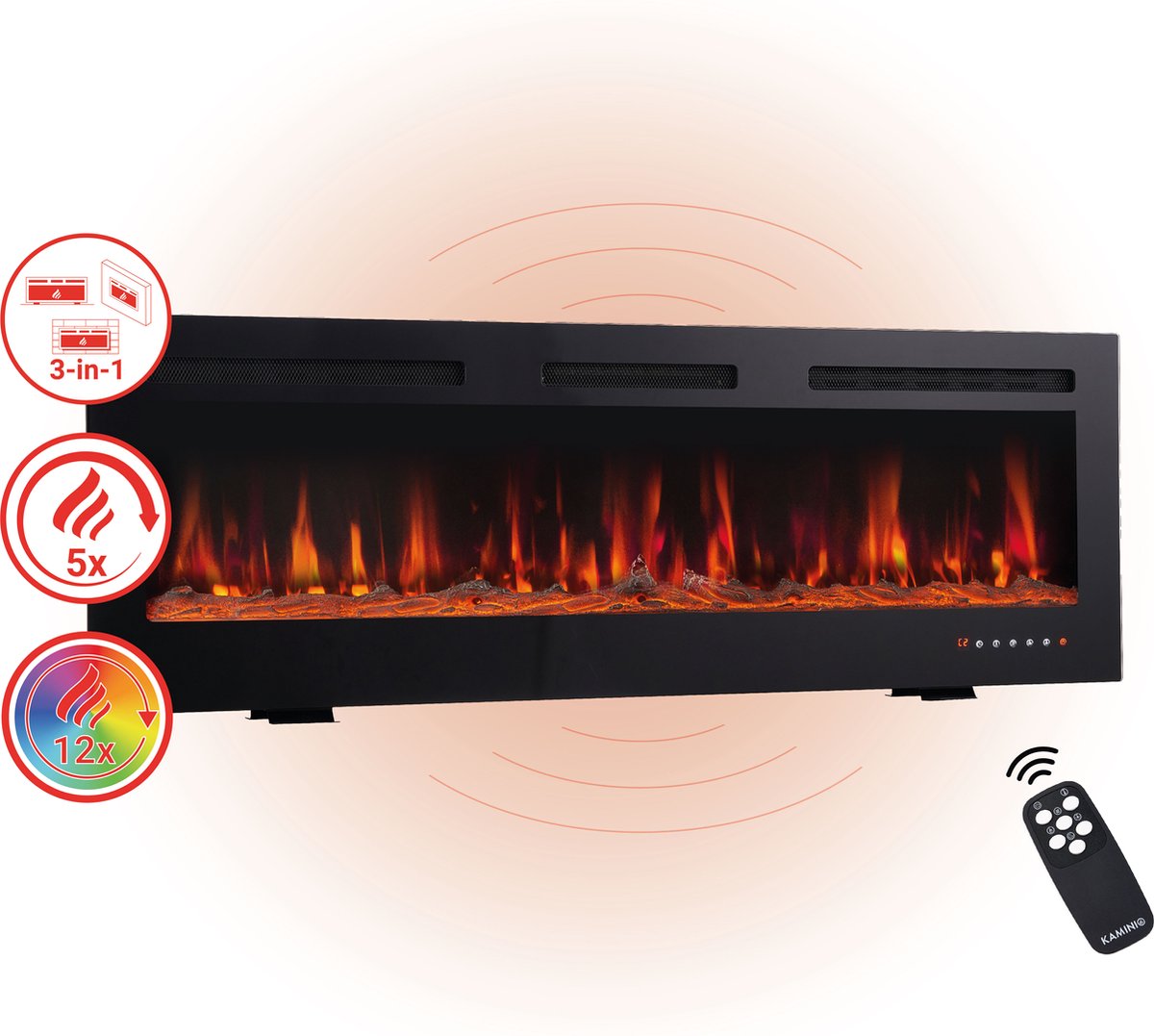 De KAMINIO Elektrische haard Marlon 60 inch in één oogopslag