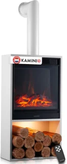 Kaminio Hugo elektrische haard met rookkanaal, wit