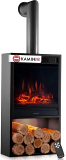 Kaminio Hugo elektrische haard met rookkanaal, zwart