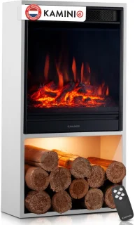 Kaminio Hugo elektrische haard met verwarming, wit