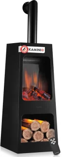 Kaminio Kai L elektrische haard met schoorsteenpijp, zwart