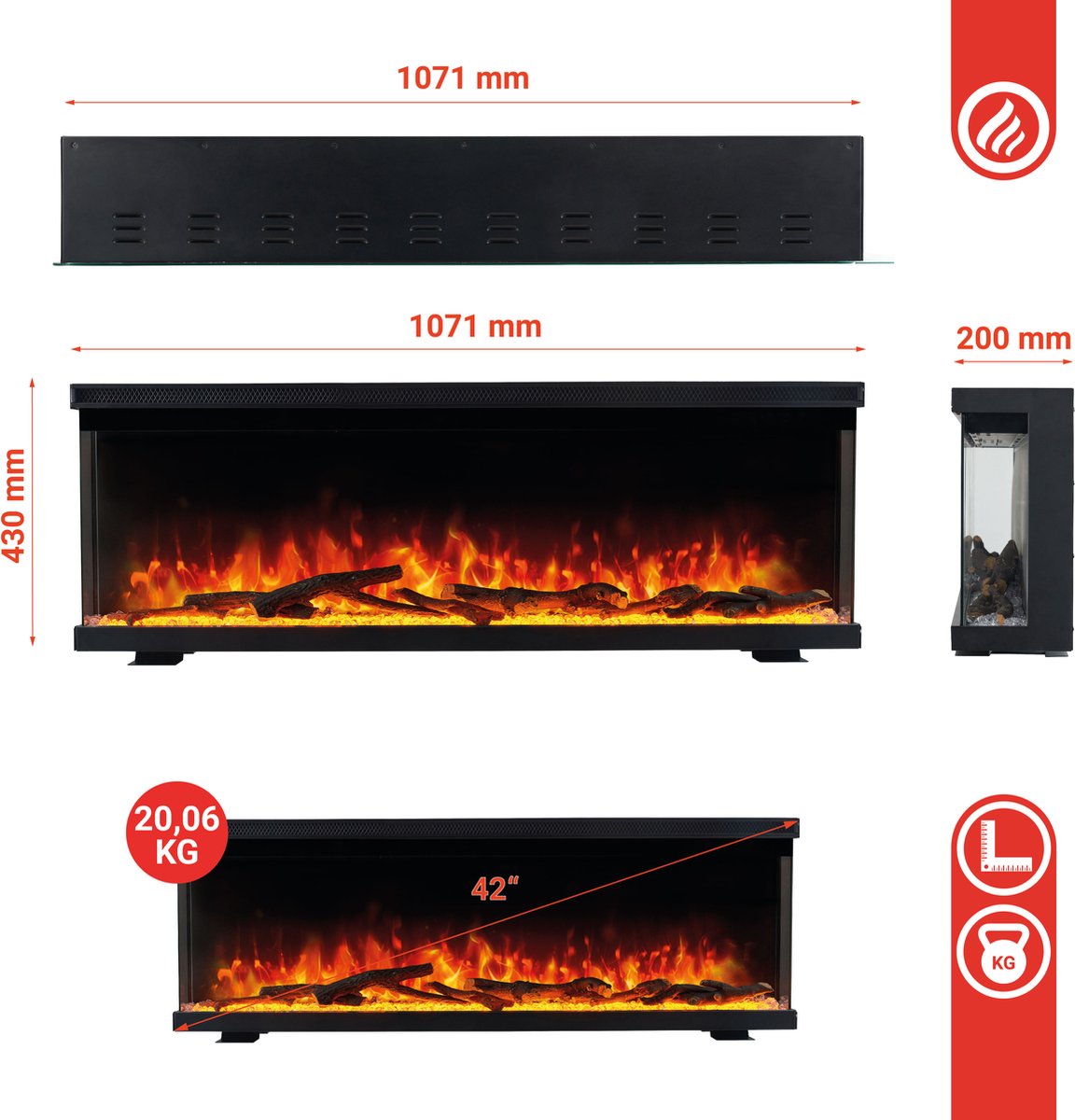 KAMINIO LEA Elektrische haard 42 inch