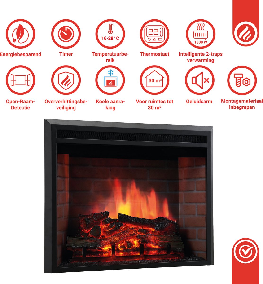 KAMINIO LUCA Elektrische Inbouwhaard 23 inch