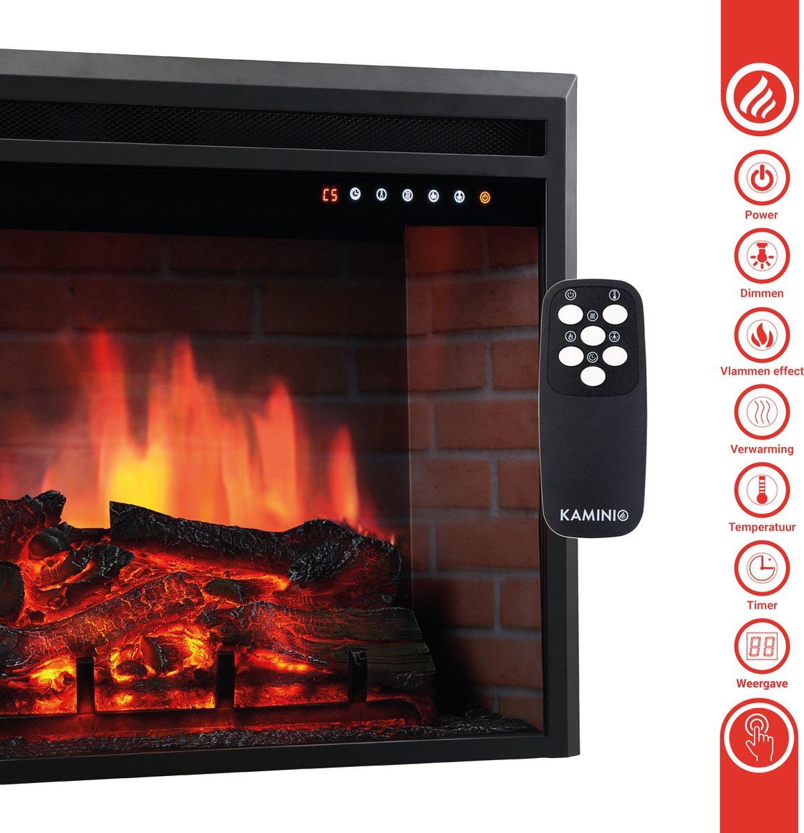 KAMINIO LUCA Elektrische Inbouwhaard 23 inch