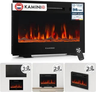 Kaminio Marlon Pro 24 elektrokamin met verwarming, zwart