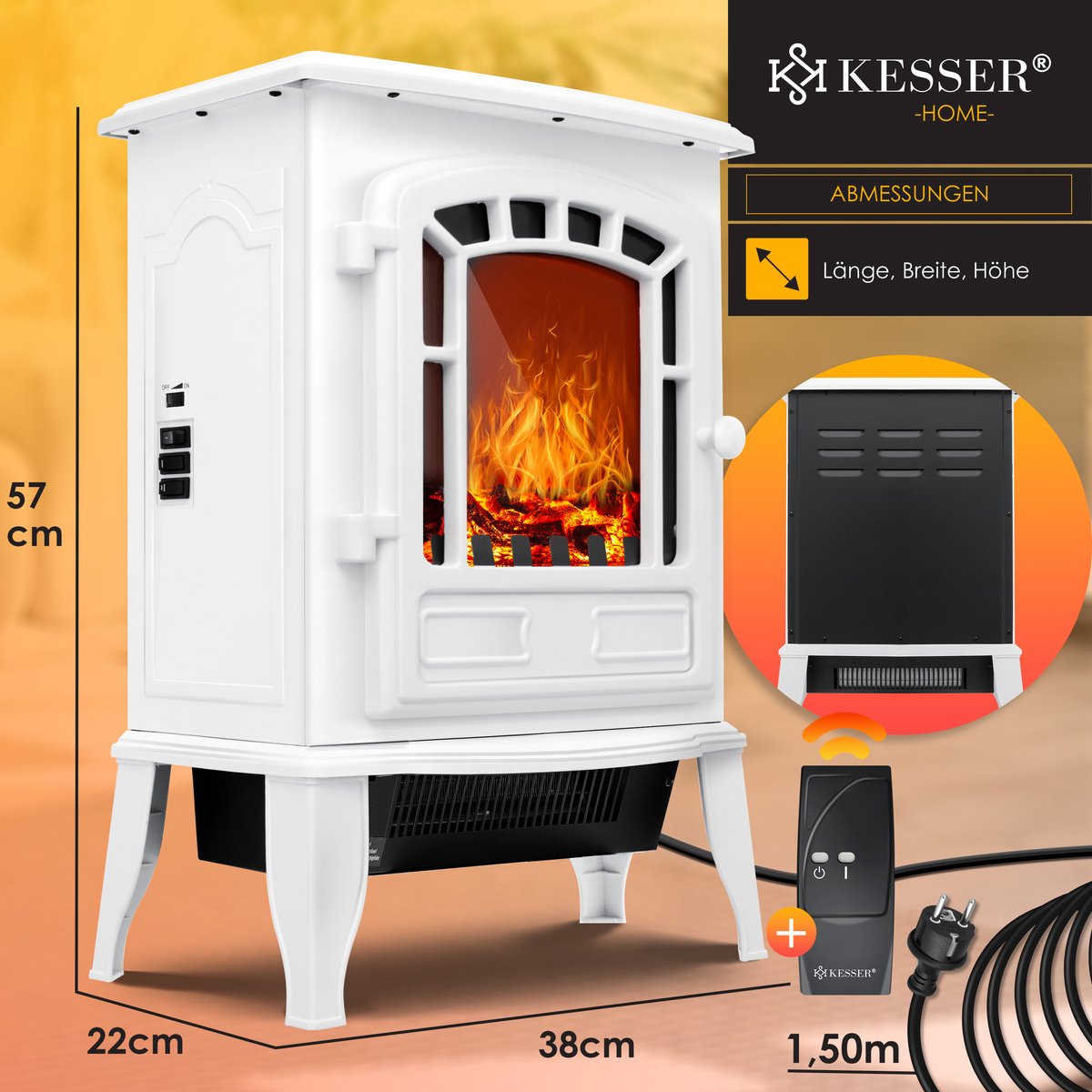 KESSER Elektrische Haard 2000W Wit