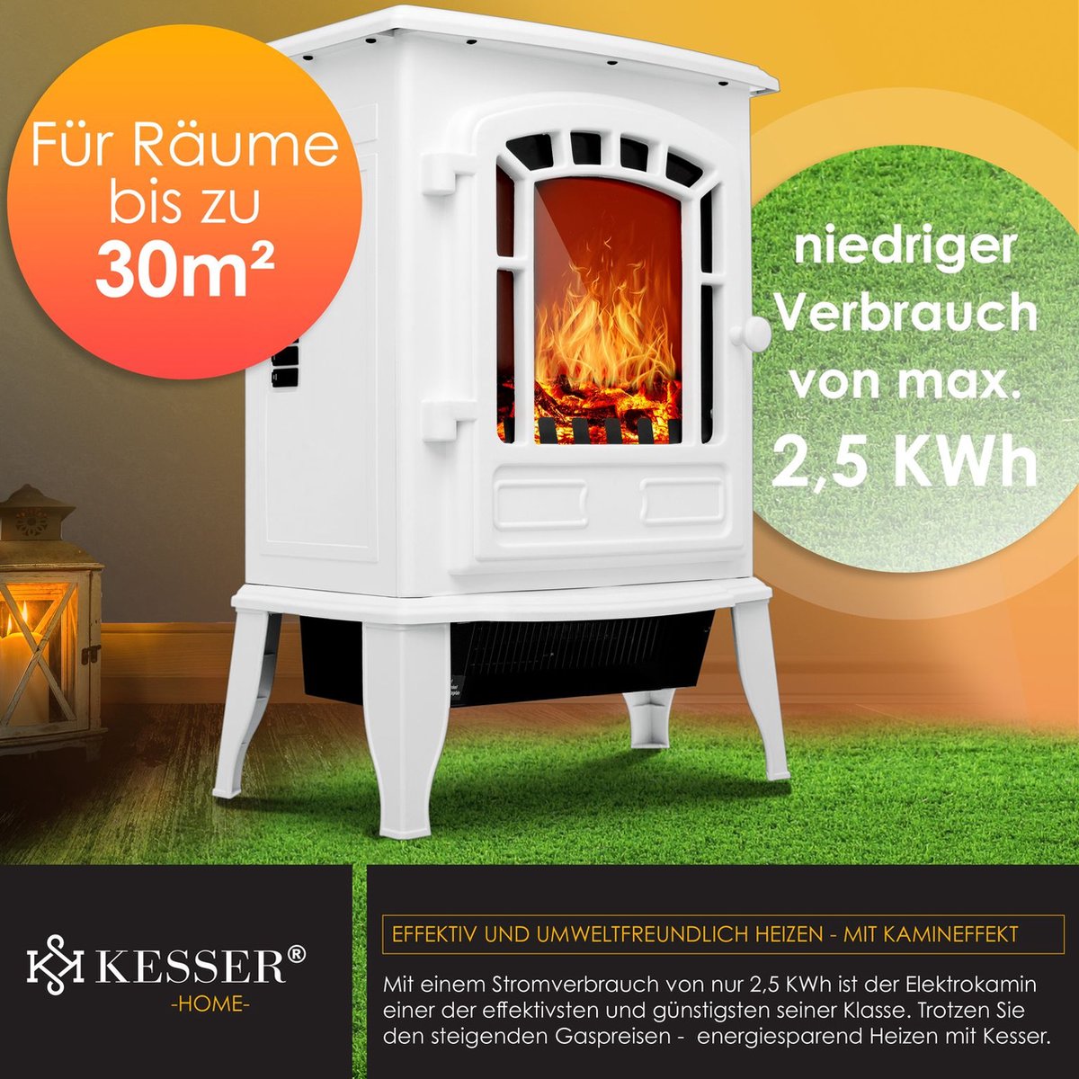 KESSER Elektrische Haard 2000W Wit