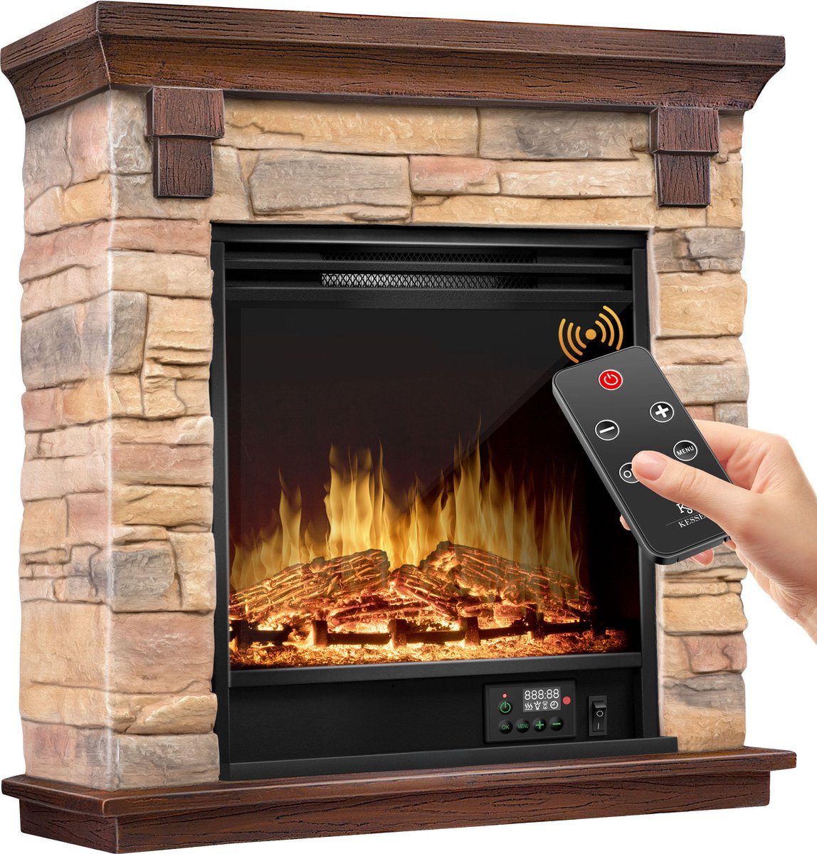 KESSER® Elektrische Sfeerhaard 1800W Bruin