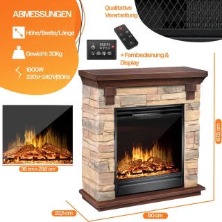 KESSER® Elektrische Sfeerhaard 1800W Bruin