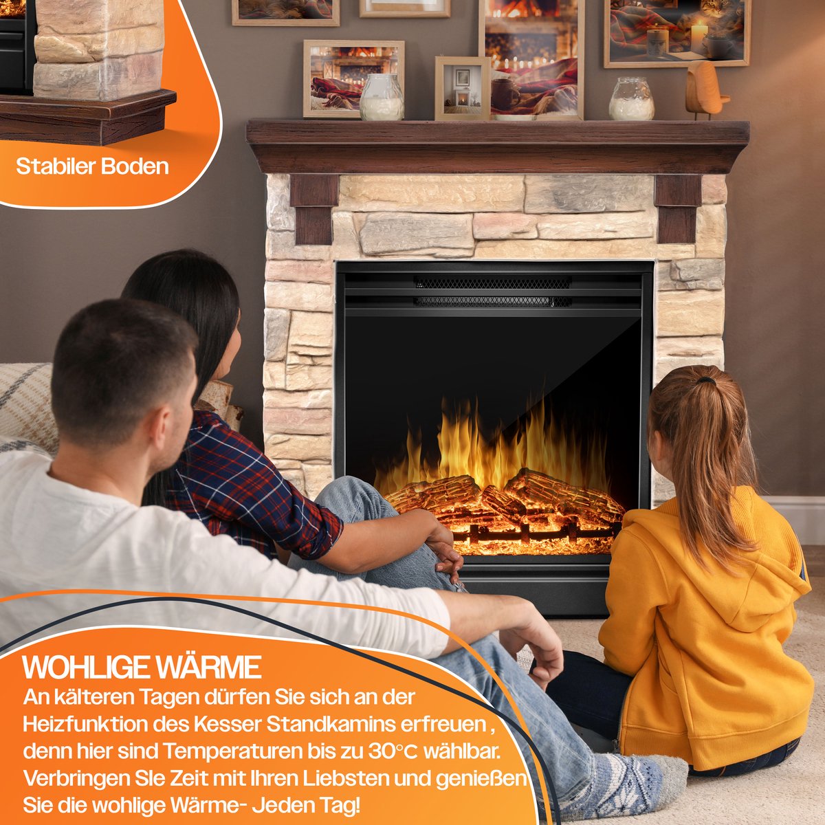 KESSER® Elektrische Sfeerhaard 1800W Bruin