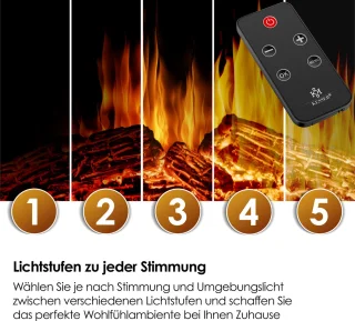 KESSER® Elektrische Sfeerhaard 1800W Steenmotief Grijs