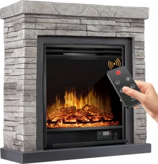 KESSER® Elektrische Sfeerhaard 1800W Steenmotief Grijs