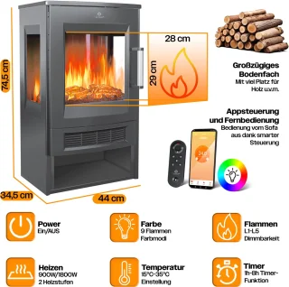 KESSER® Elektrische Sfeerhaard - Antraciet