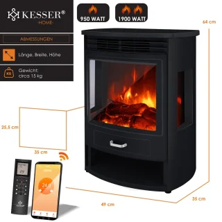 KESSER® Elektrische Sfeerhaard Zwart Groot