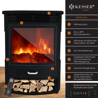 KESSER® Elektrische Sfeerhaard Zwart Groot