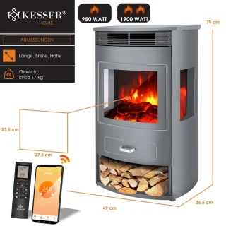 KESSER® Sfeerhaard Elektrische Haard - Extra groot, Grijs