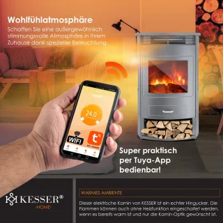 KESSER® Sfeerhaard Elektrische Haard - Extra groot, Grijs