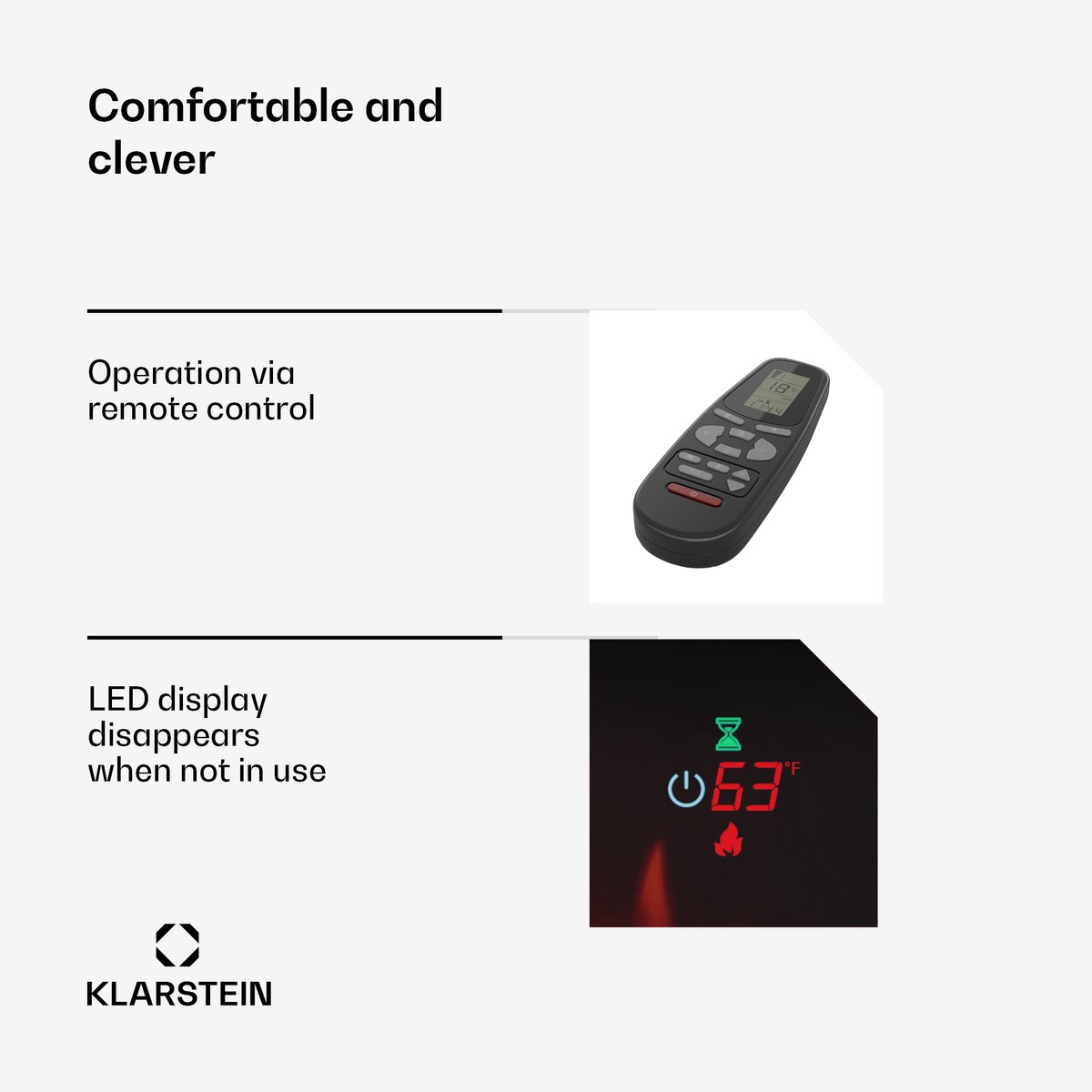 Klarstein Deco Elektrische Haard 1800W Zwart