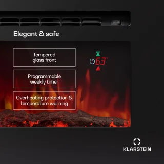 Klarstein Deco Elektrische Haard 1800W Zwart