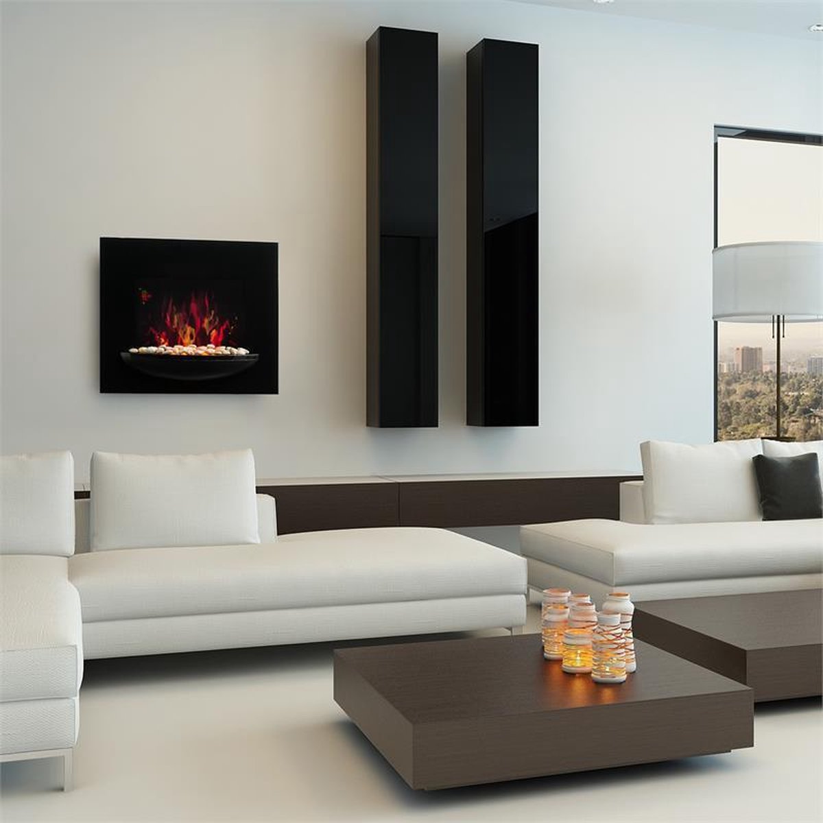 Klarstein Feuerschale Elektrische Wandhaard 1800W Zwart