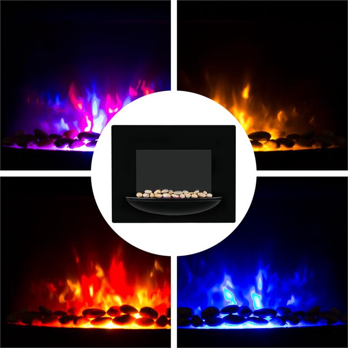Klarstein Feuerschale Elektrische Wandhaard 1800W Zwart