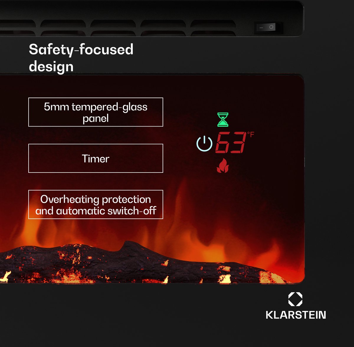 Klarstein Galeras Smart elektrische haard zwart