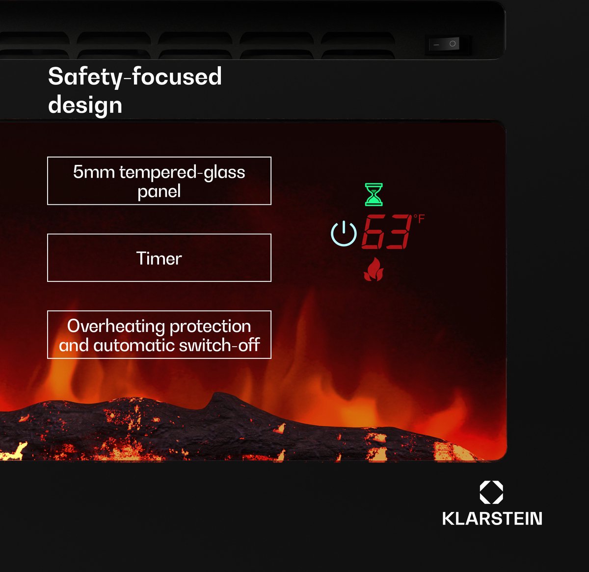 Klarstein Galeras Smart elektrische haard zwart