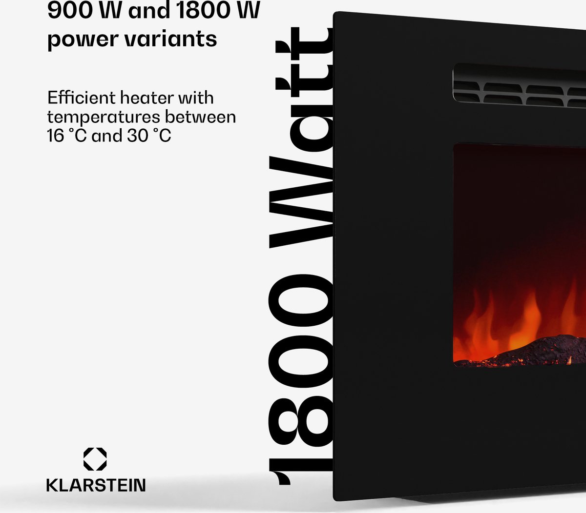 Klarstein Galeras Smart elektrische haard zwart