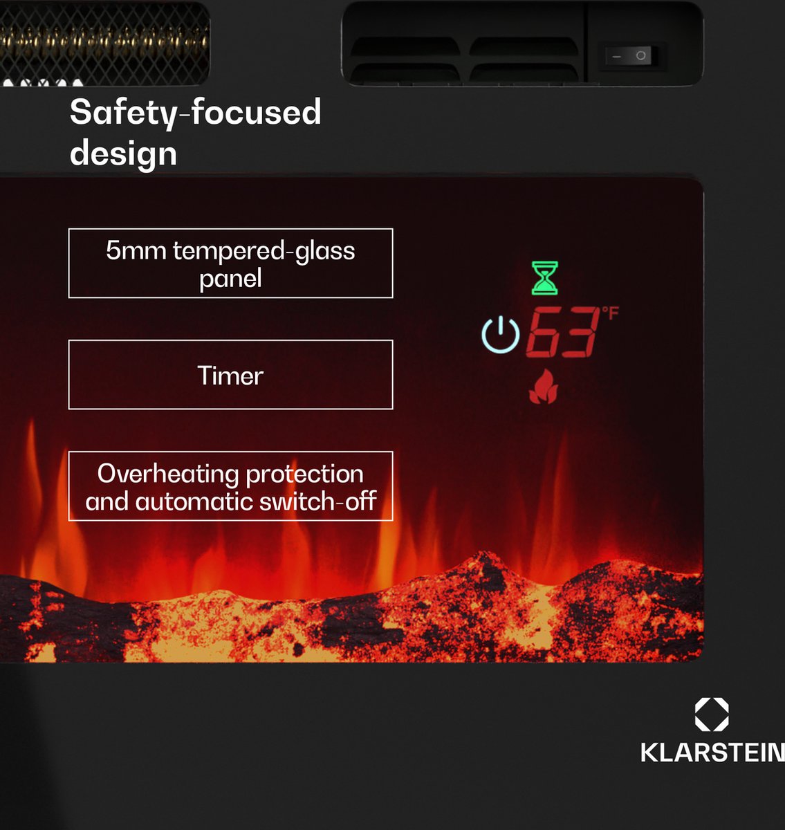 Klarstein Galeras Smart elektrische haard zwart