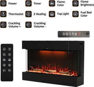 Laveno 182 elektrische 3-zijdige glazen sfeerhaard