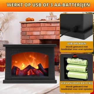Led-haardlamp, elektrische open haard met vlameffect, decoratieve tafelhaard voor thuis
