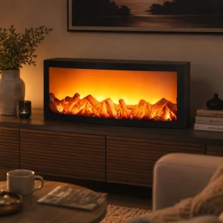 LED sfeerhaard lantaarn zwart 58 x 15 x 25 cm