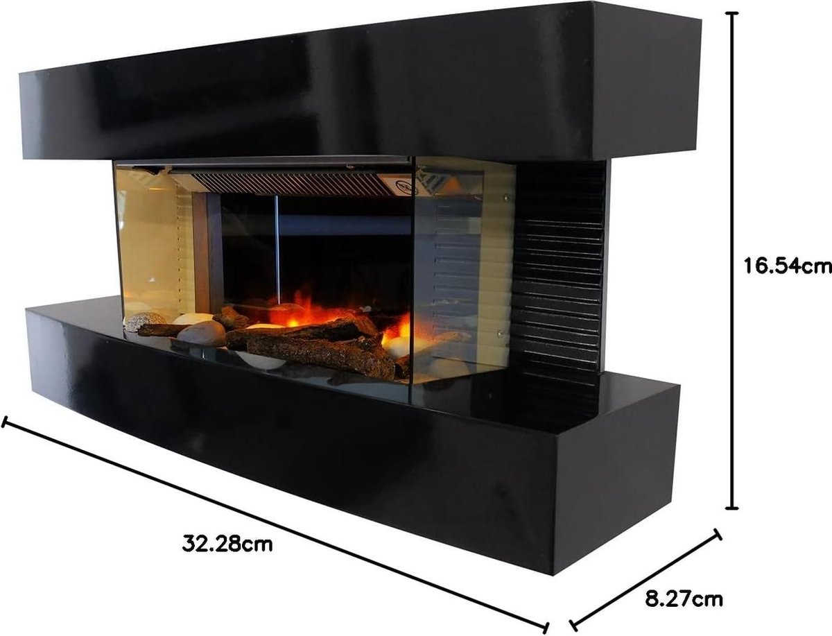 Lounge Design Medium Zwarte Elektrische Wandhaard