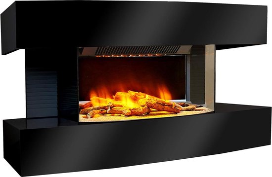Lounge Design Medium Zwarte Elektrische Wandhaard