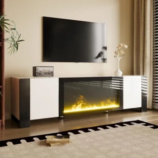 Lowboard TV-kast met haard 165 x 32 x 55 cm