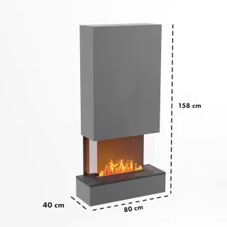 LumiFlame EliteGlow Wandhaard 158x80x40 cm - Grijs